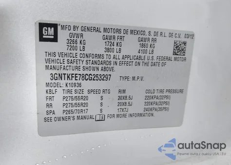 2012 Chevrolet Avalanche 1500 Lt1 from USA, damaged, VIN 3GNTKFE78CG253297